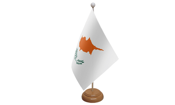 Cyprus Small Flag with Wooden Stand
